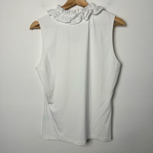 J. McLaughlin Durham White Ruffle Neck Tank Top Sleeveless Blouse Size medium - Picture 7 of 11